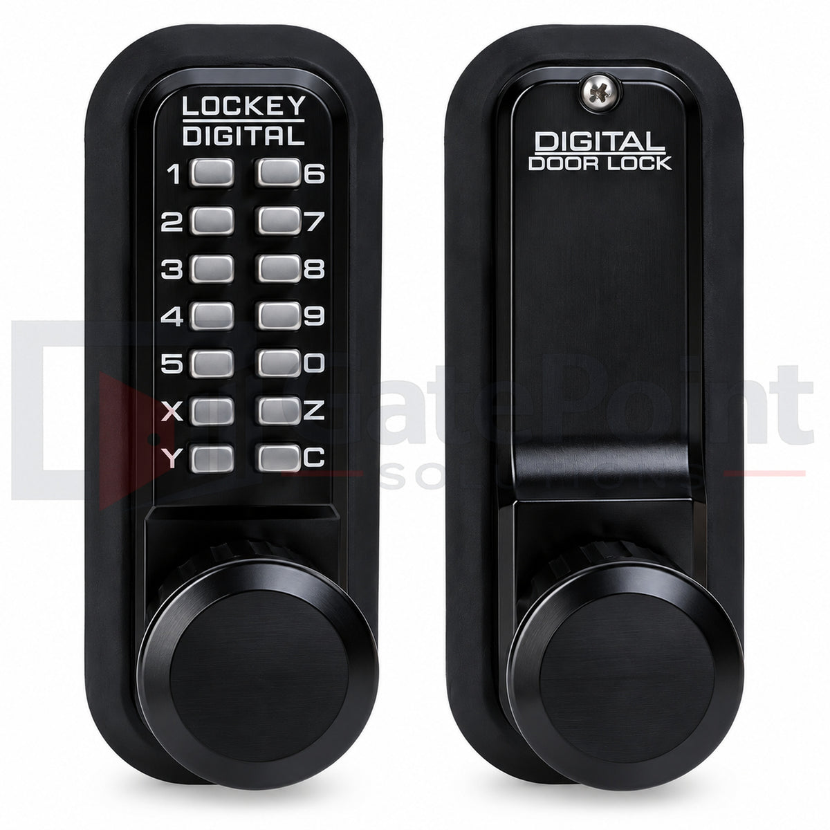 LockeyUSA 2830 Jet Black Mechanical Keyless Knob Gate Lock with Passage