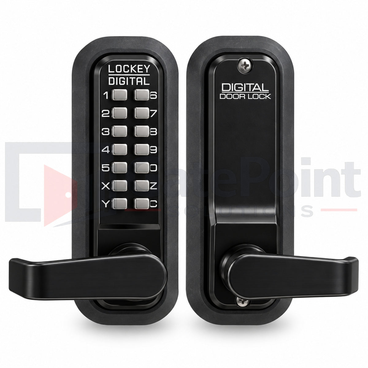 LockeyUSA 2835 Jet Black Mechanical Keyless Lever Gate Lock with Passage Function