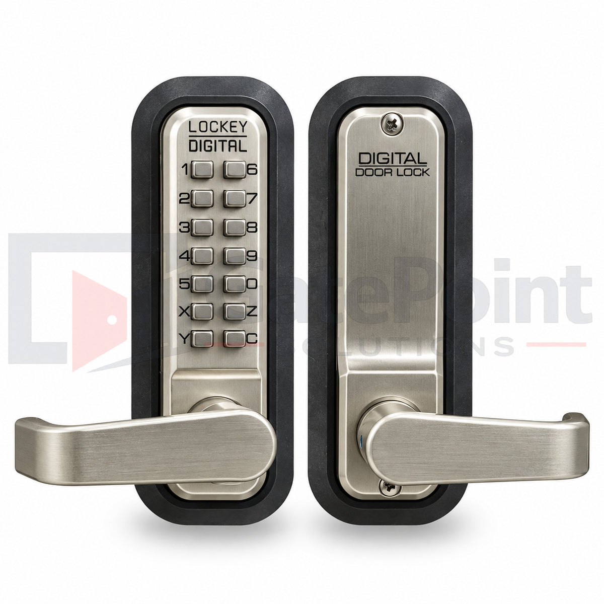 LockeyUSA 2835 Satin Nickel Mechanical Keyless Lever Gate Lock with Passage