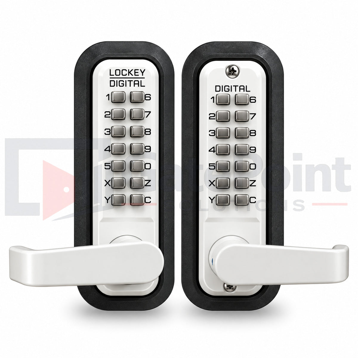 LockeyUSA 2835DC White Double Combination Mechanical Keyless Lever Gate Lock with Passage