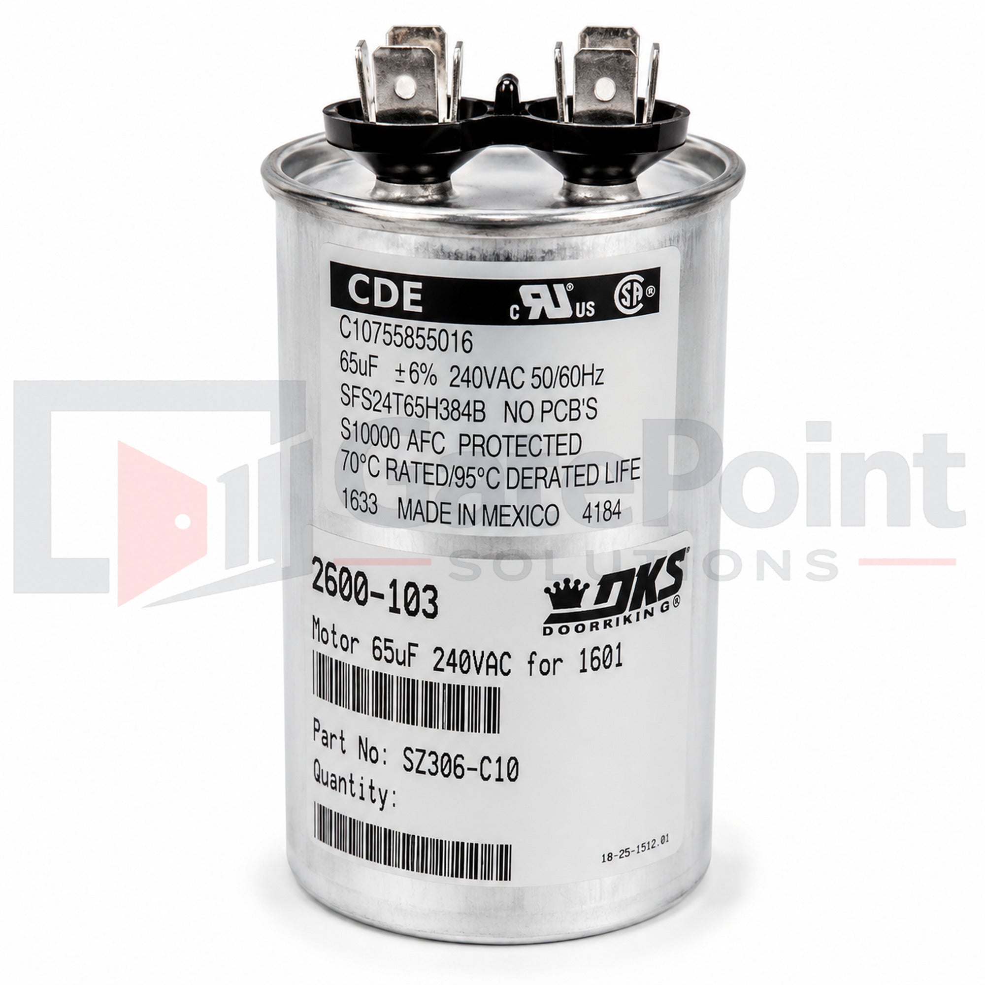DoorKing 2600-103 65uF 240VAC Motor Run Capacitor