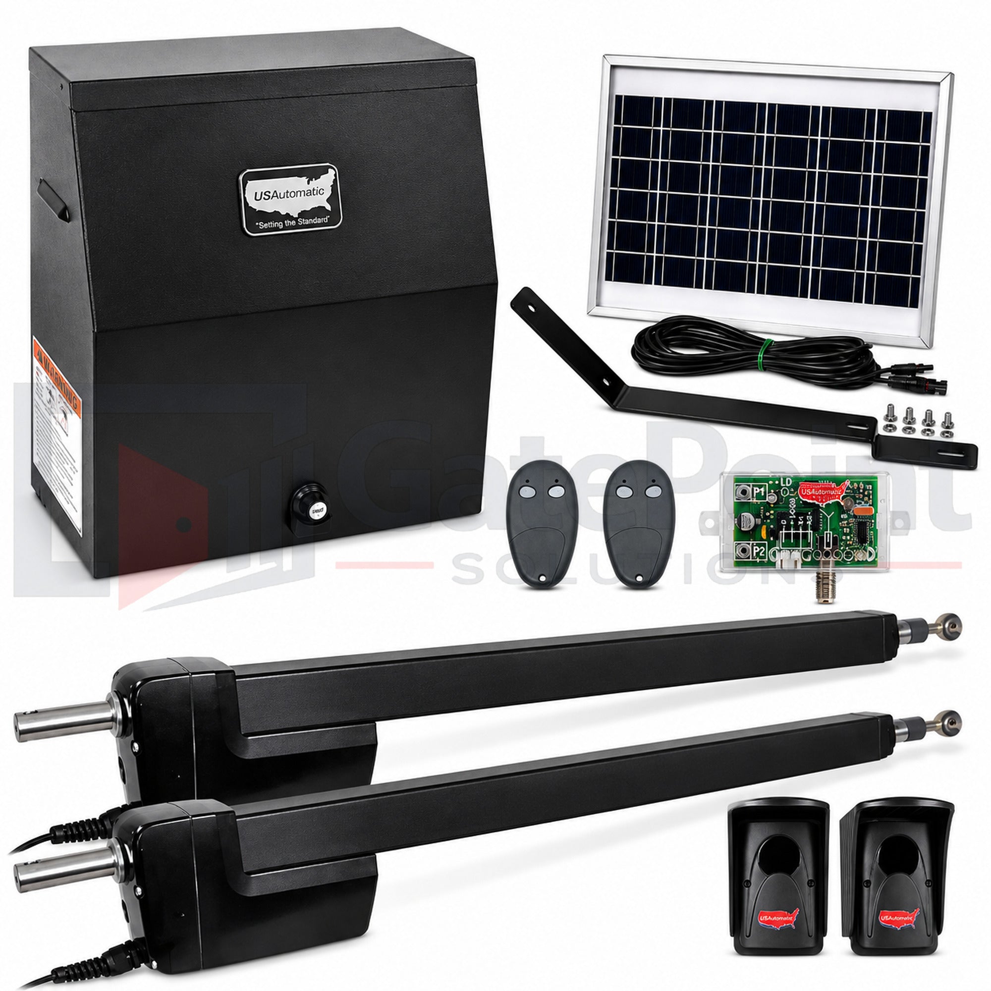 US Automatic Ranger HD 2 Solar Charged Dual Swing Operator Metal Cabinet