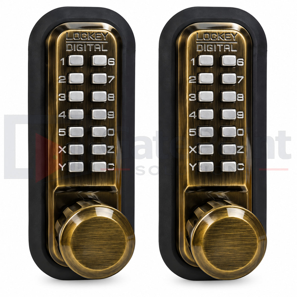 LockeyUSA 2830DC Antique Brass Double Combination Mechanical Keyless Knob Gate Lock with Passage
