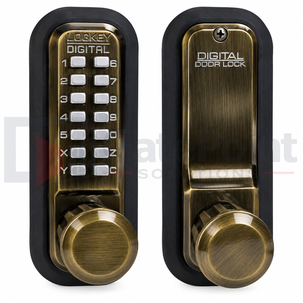LockeyUSA 2830 Antique Brass Mechanical Keyless Knob Gate Lock with Passage