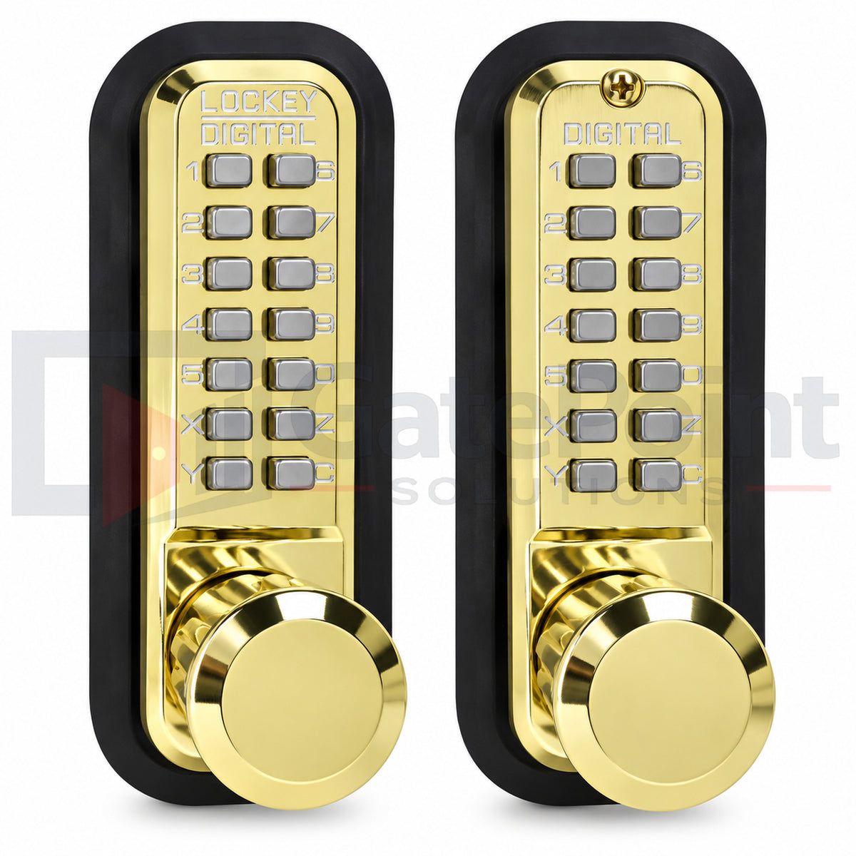 LockeyUSA 2830DC Bright Brass Double Combination Mechanical Keyless Knob Gate Lock with Passage