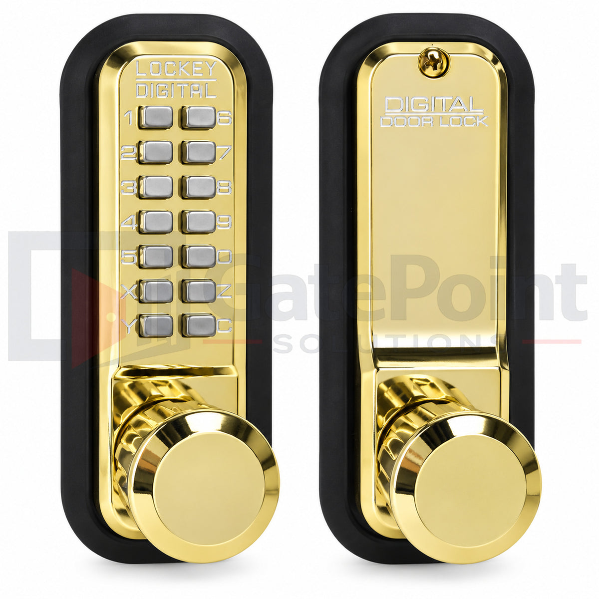 LockeyUSA 2830 Bright Brass Mechanical Keyless Knob Gate Lock with Passage