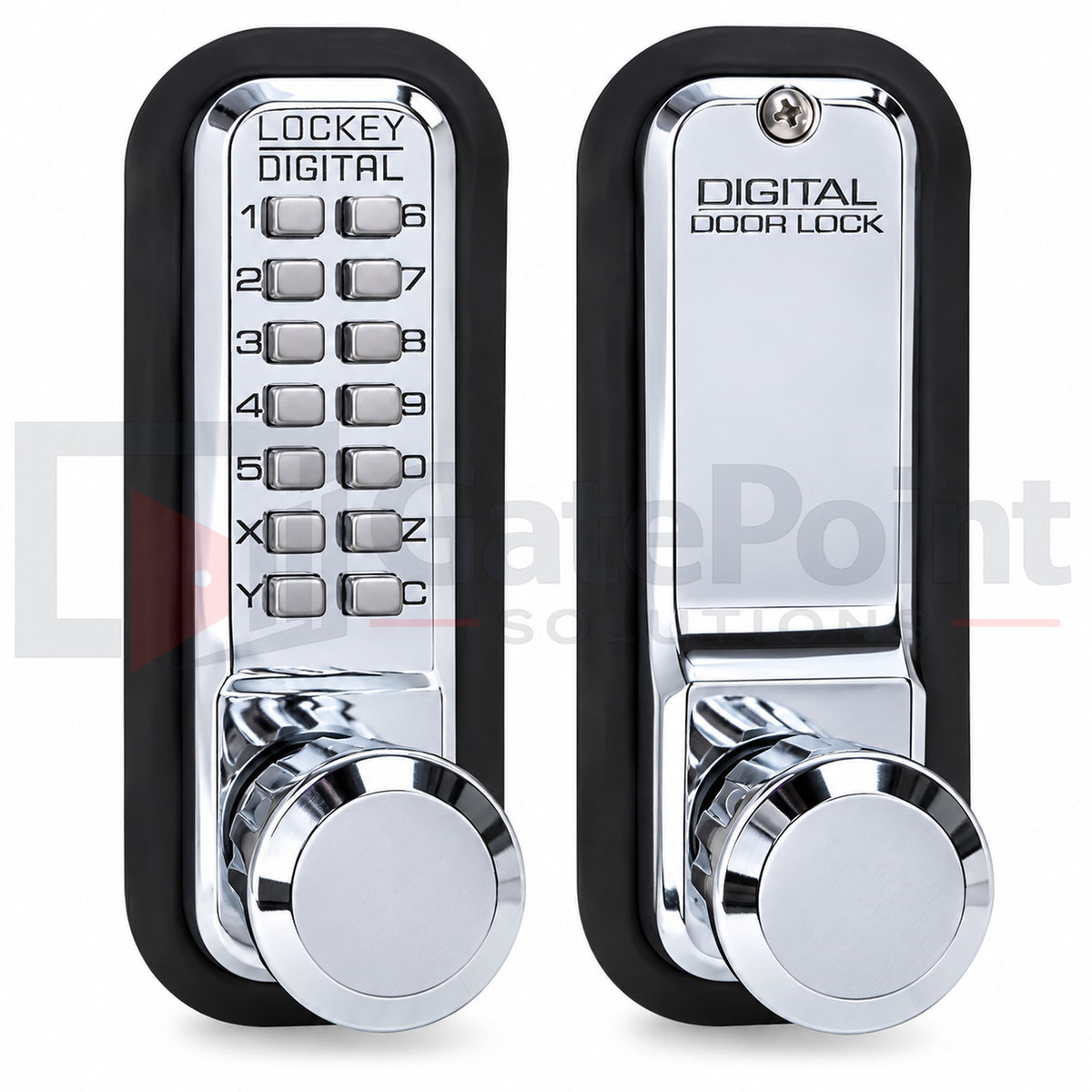 LockeyUSA 2830 Bright Chrome Mechanical Keyless Knob Gate Lock with Passage