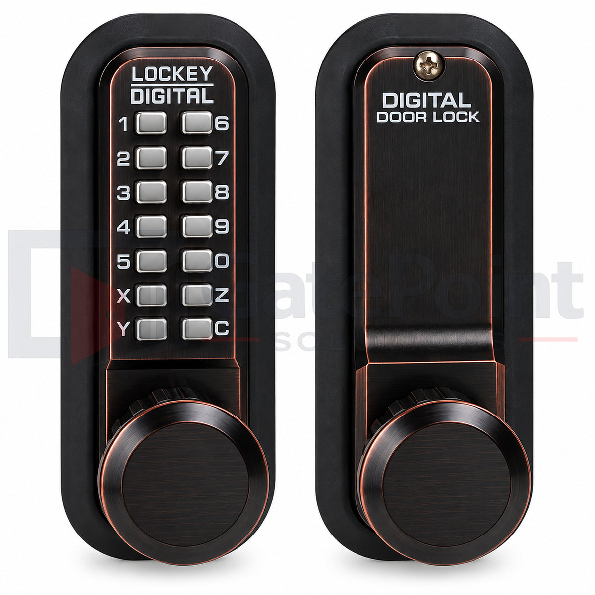 LockeyUSA 2830 Oil Rubbed Bronze Mechanical Keyless Knob Gate Lock with Passage