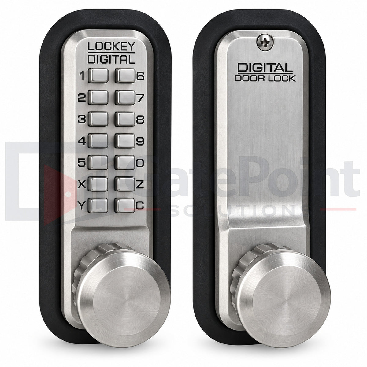 LockeyUSA 2830 Satin Nickel Mechanical Keyless Knob Gate Lock with Passage