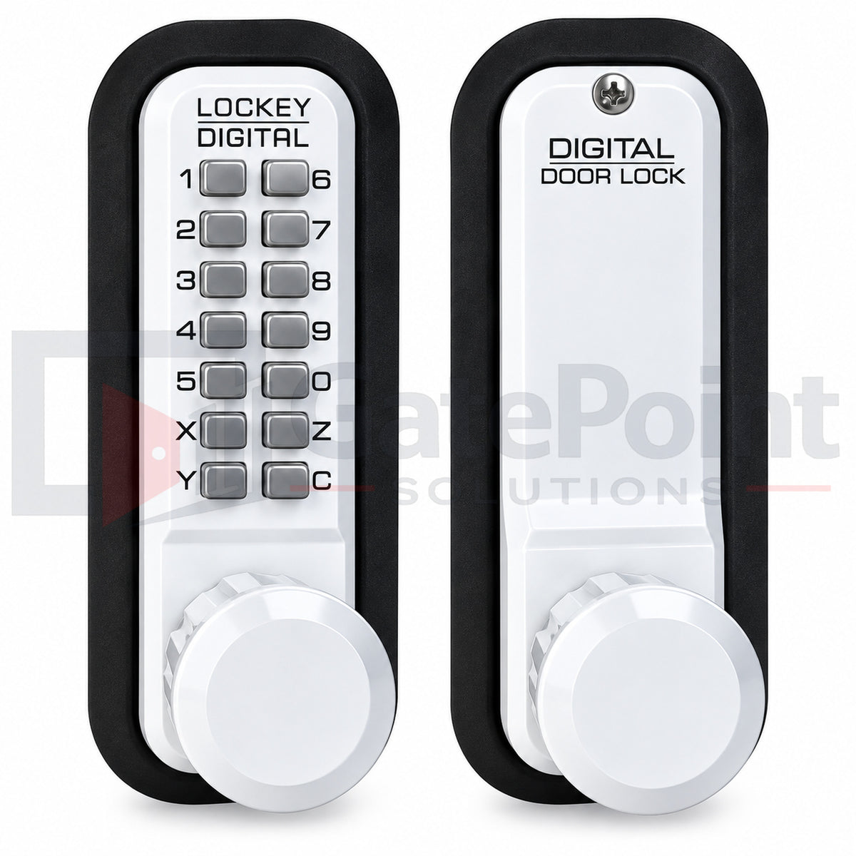 LockeyUSA 2830 White Mechanical Keyless Knob Gate Lock with Passage