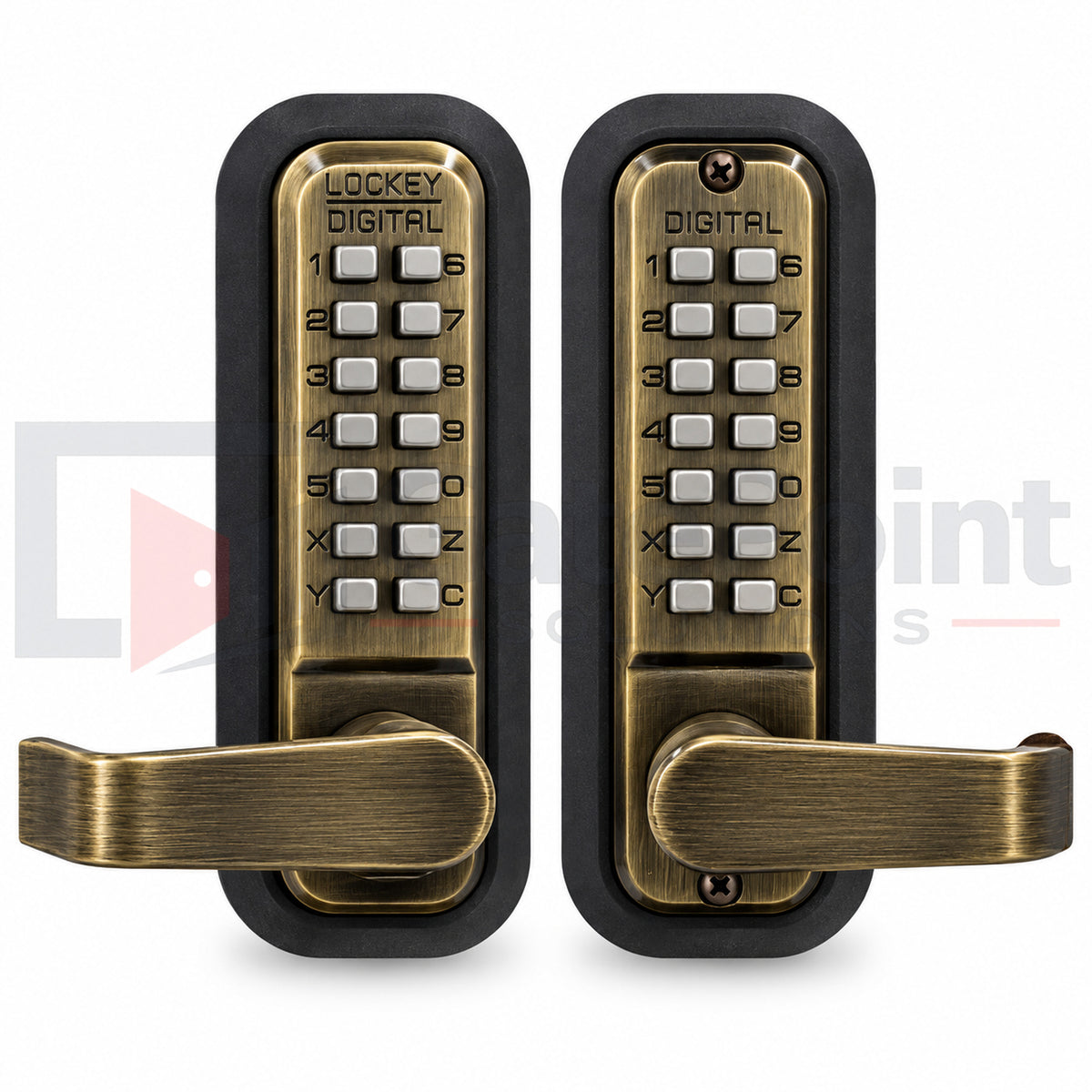 LockeyUSA 2835DC Antique Brass Double Combination Mechanical Keyless Lever Gate Lock with Passage