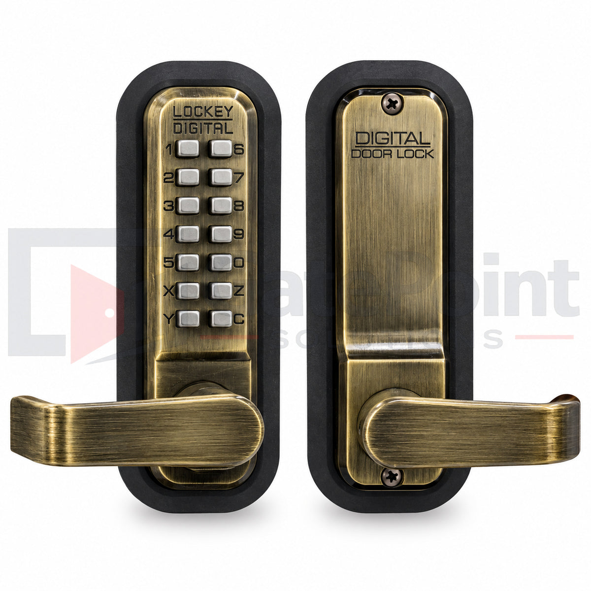 LockeyUSA 2835 Antique Brass Mechanical Keyless Lever Gate Lock with Passage
