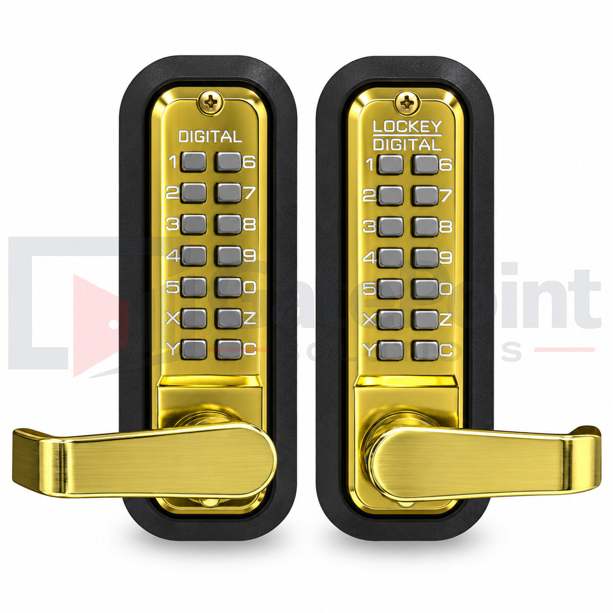 LockeyUSA 2835DC Bright Brass Double Combination Mechanical Keyless Lever Gate Lock with Passage
