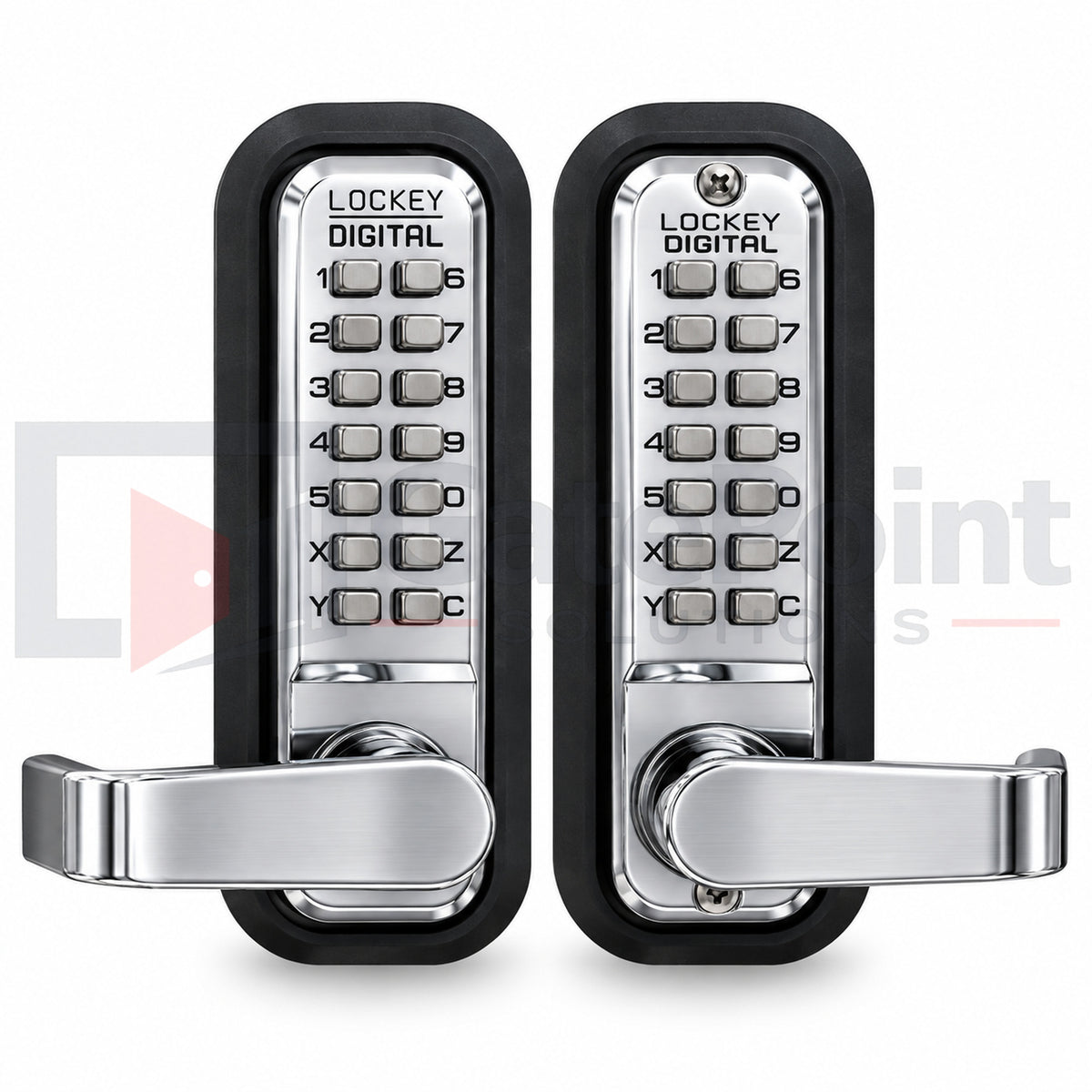 LockeyUSA 2835DC Bright Chrome Double Combination Mechanical Keyless Lever Gate Lock with Passage