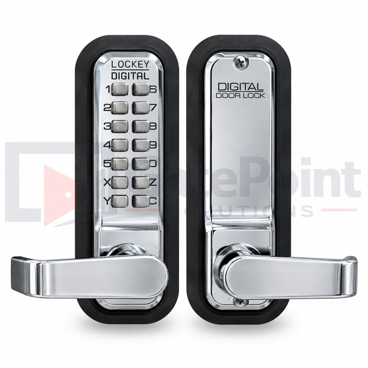 LockeyUSA 2835 Bright Chrome Mechanical Keyless Lever Gate Lock with Passage