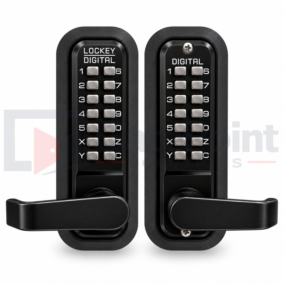 LockeyUSA 2835DC Jet Black Double Combination Mechanical Keyless Lever Gate Lock with Passage