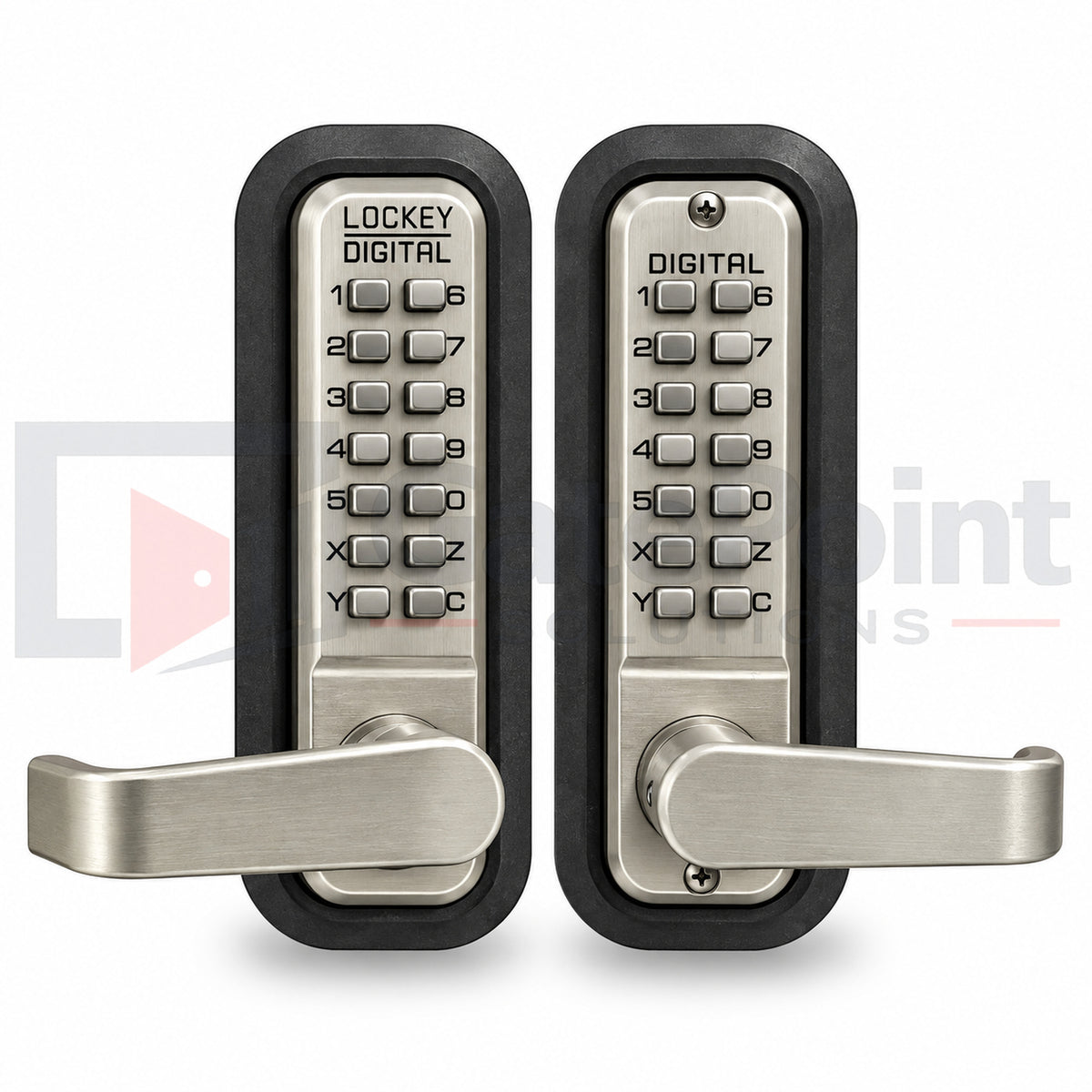 LockeyUSA 2835DC Satin Nickel Double Combination Mechanical Keyless Lever Gate Lock with Passage