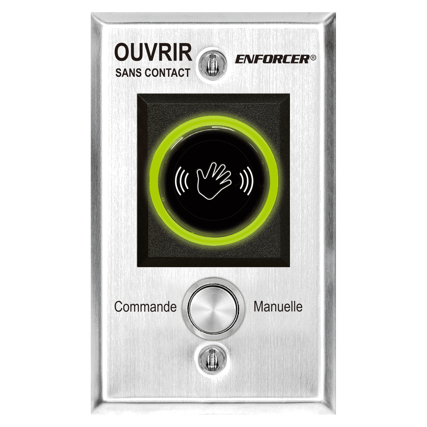 Wave-To-Open Sensor with Manual Override Button – French