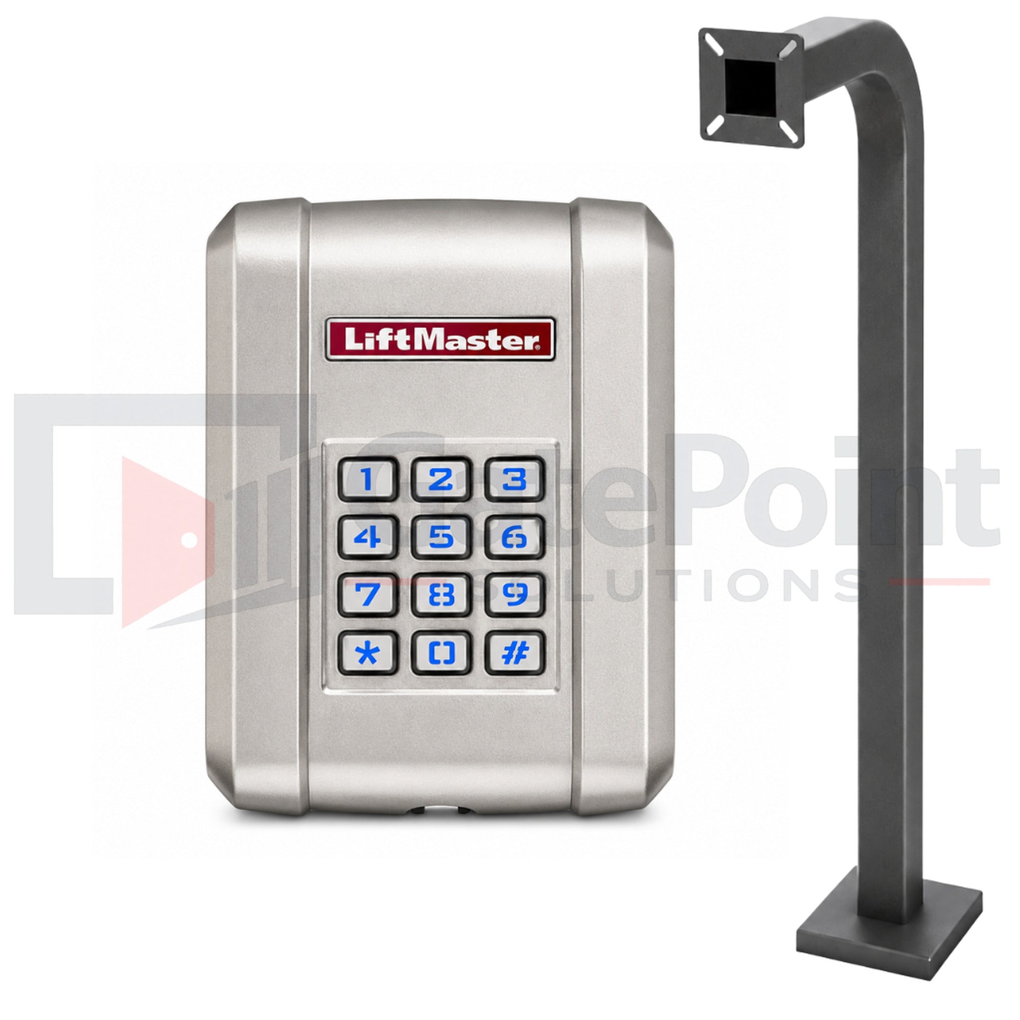 LiftMaster KPW250 Wireless Keypad Access Control Kit with GatePoint Solutions 42" Pad-Mount Gooseneck Pedestal