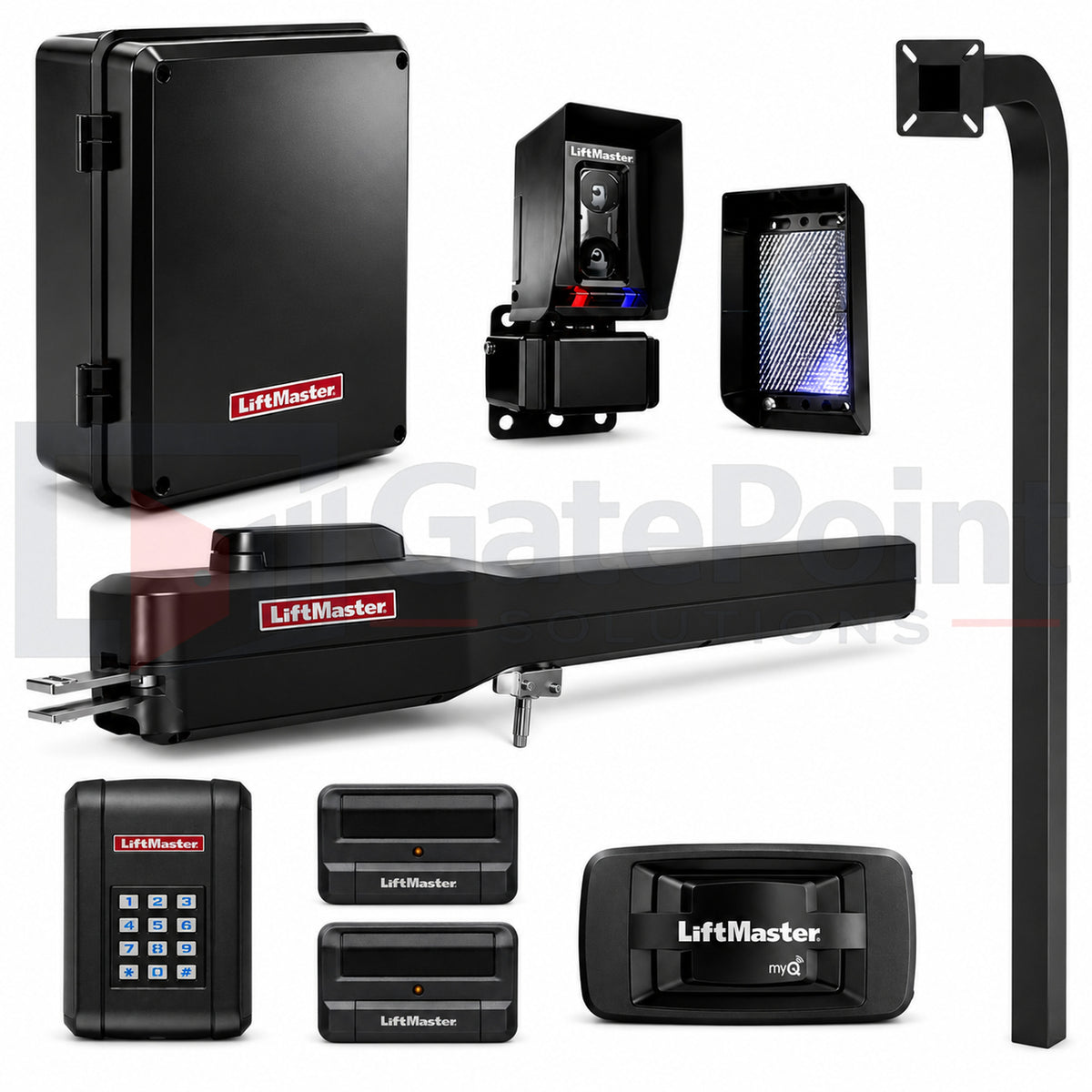 LiftMaster LA500PKGUL Single Swing Gate Operator Kit with KPW5, (2) 811LMX, 828LM & 72" Pedestal