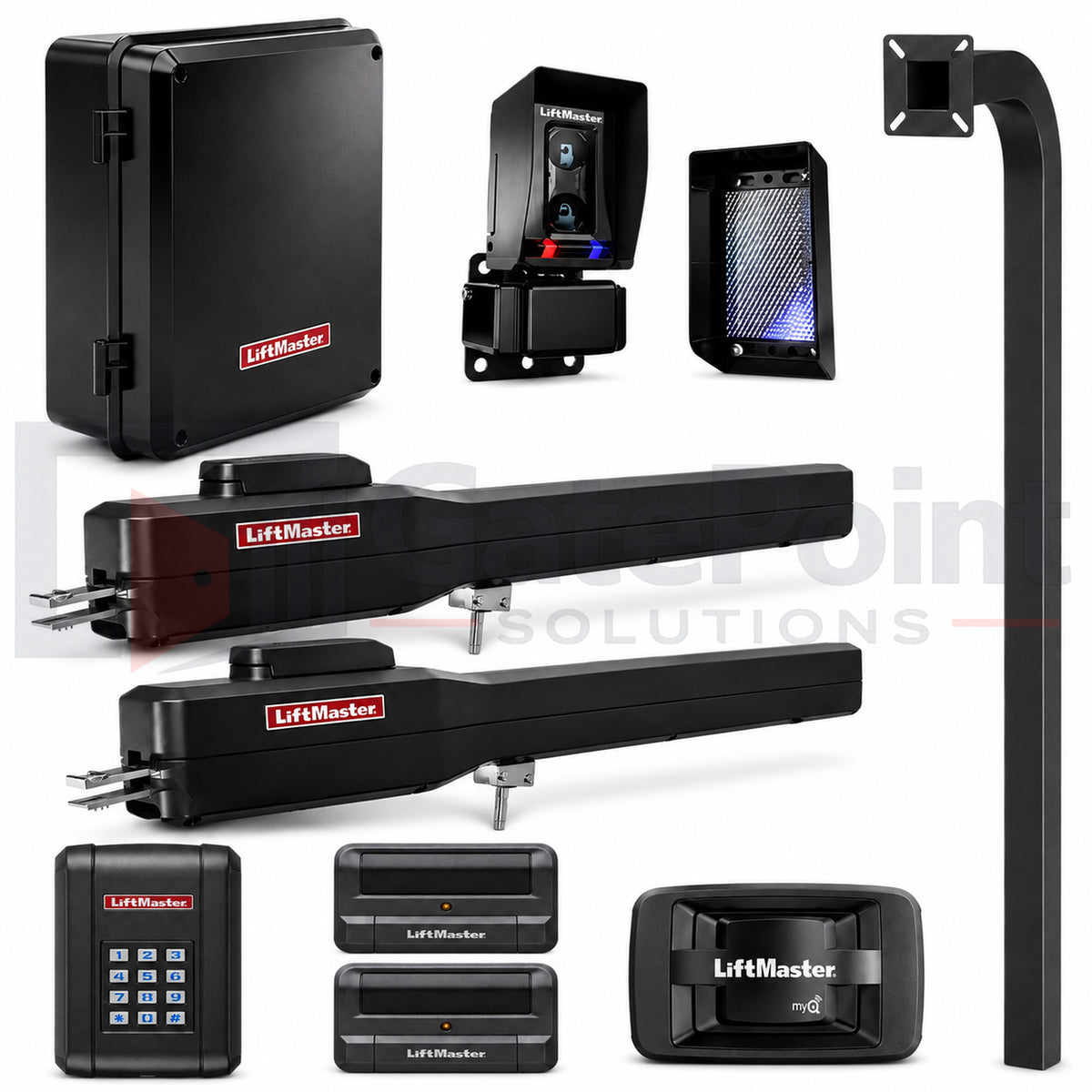 LiftMaster LA500PKGUL Dual Swing Gate Operator Kit with KPW5, (2) 811LMX, 828LM & 72" Pedestal