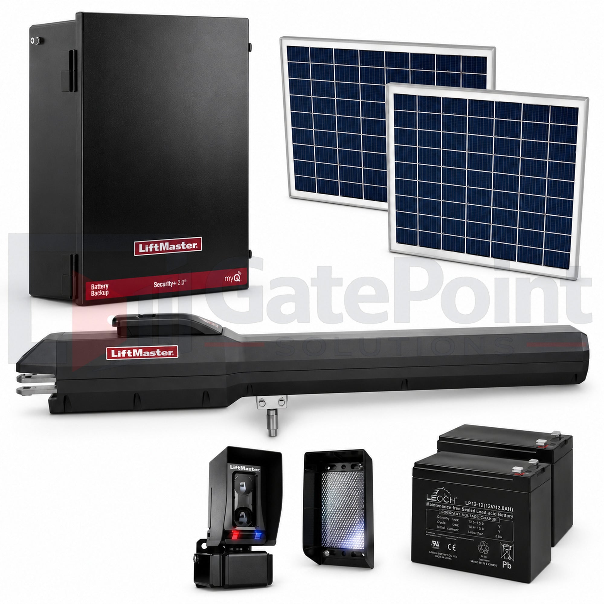 LiftMaster LA500XL20W Single Arm XL Control Box Solar Package
