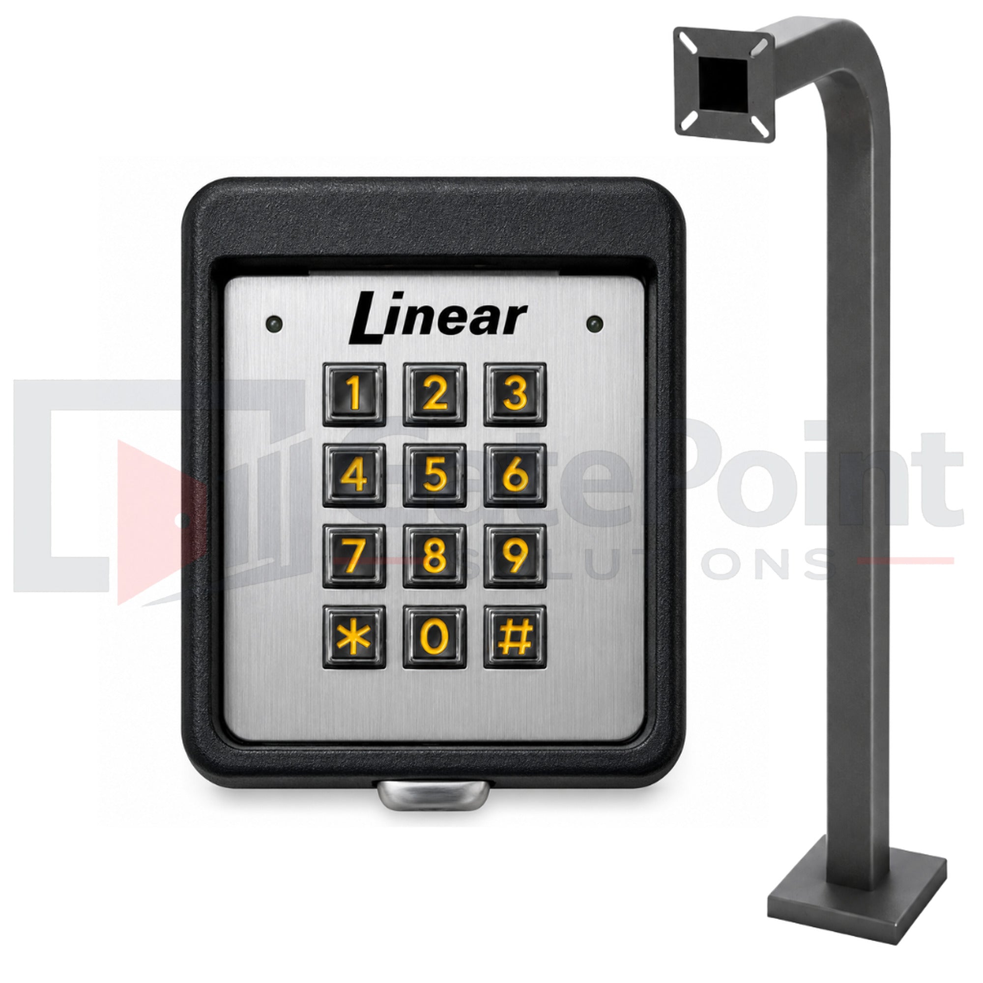 Linear AK-11 Exterior Digital Keypad Access Control Kit with GatePoint Solutions 42" Pad-Mount Gooseneck Pedestal