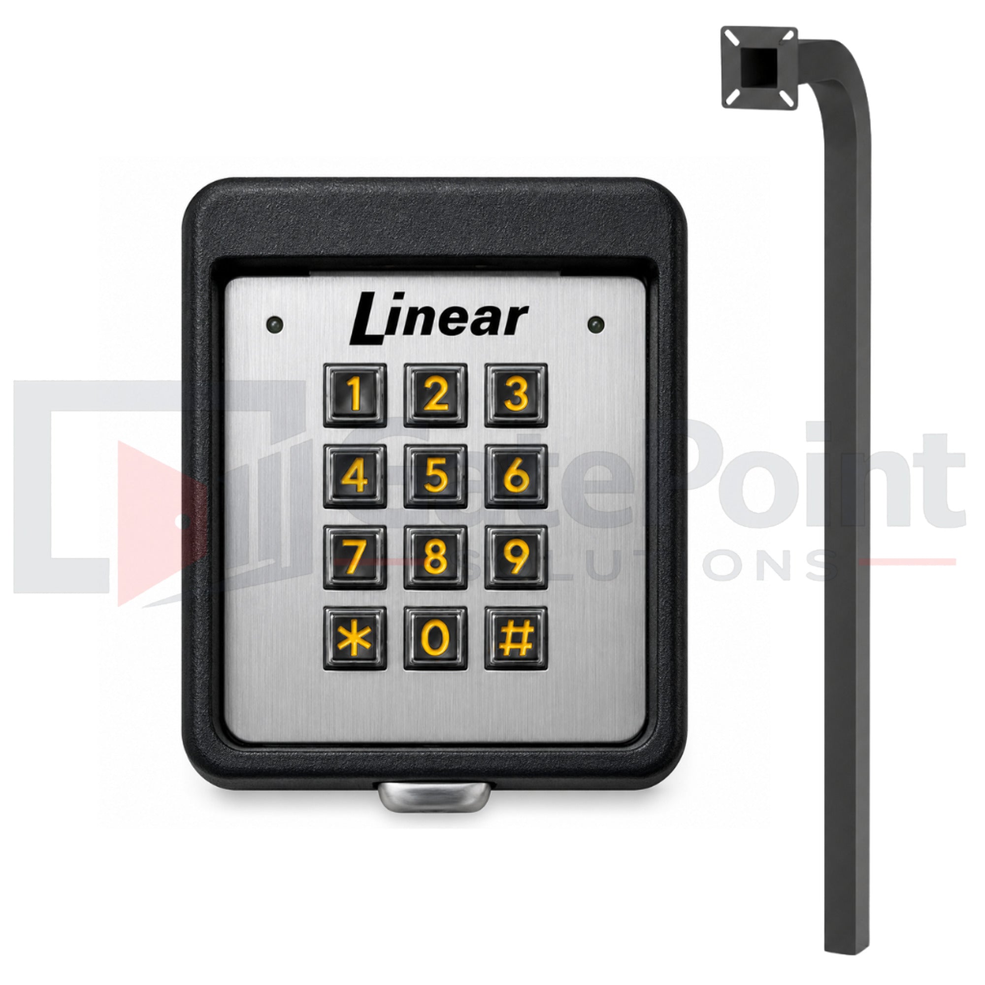 Linear AK-11 Exterior Digital Keypad Access Control Kit with GatePoint Solutions 72" In-Ground Gooseneck Pedestal