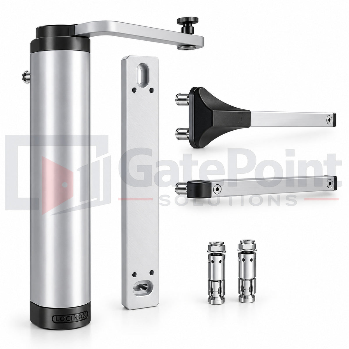 Locinox VERTICLOSE-2-WALL-SILV Heavy-Duty 90°/180° Hydraulic Gate Closer for Wall-Mounted Gates up to 330 lbs – Silver