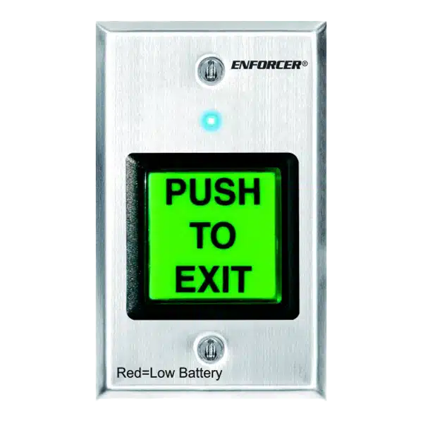 RF Wireless Request-to-Exit Plate, Single-Gang, Green 2" Square Button