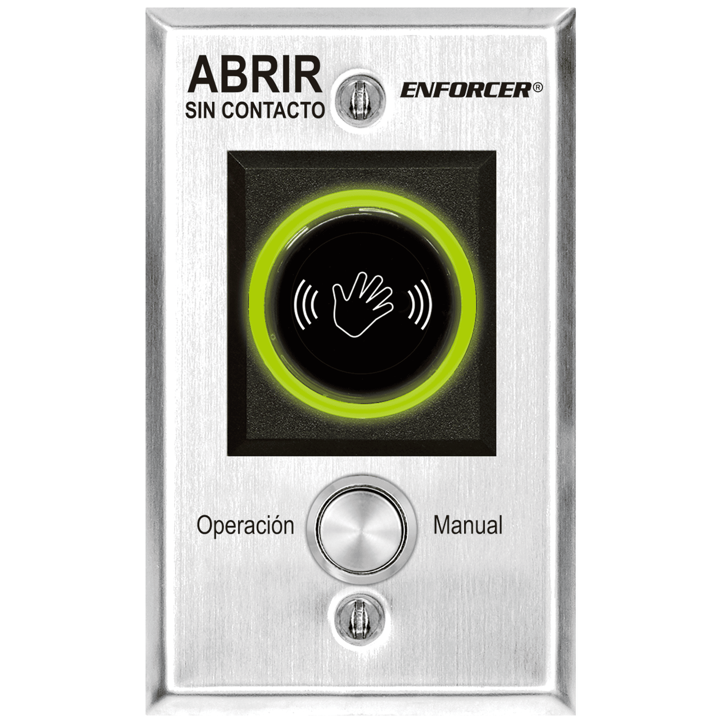 Wave-To-Open Sensor with Manual Override Button – Spanish