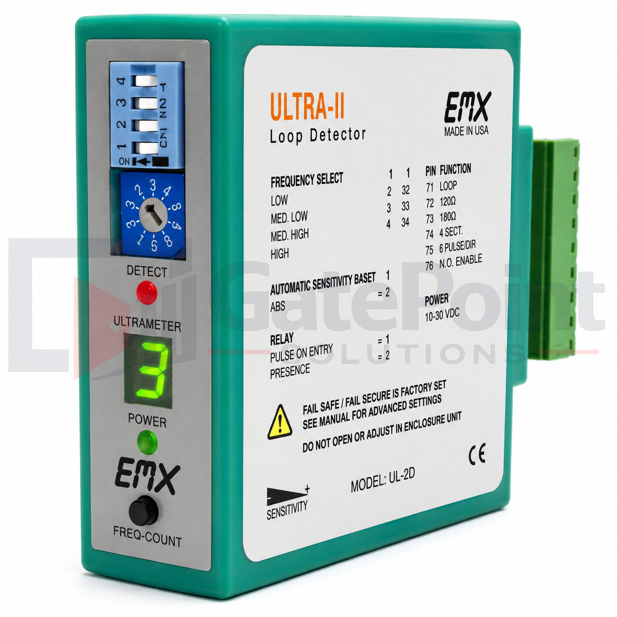 EMX ULT-II Ultra Low Voltage Direct Wire Single Channel Vehicle Loop Detector