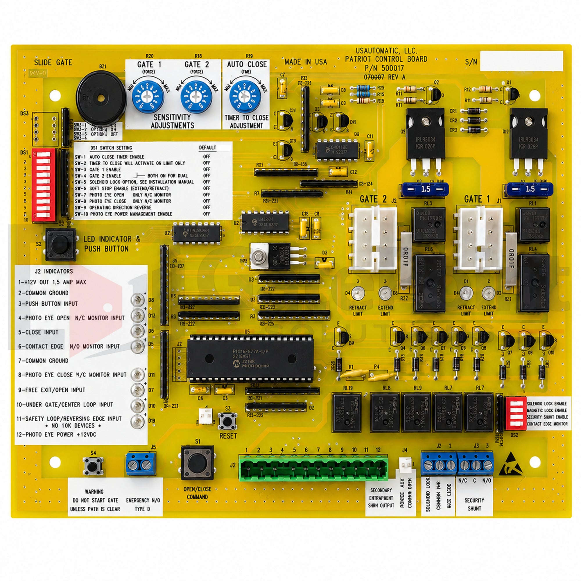 US Automatic 500017 Patriot RSL Control Board - Yellow