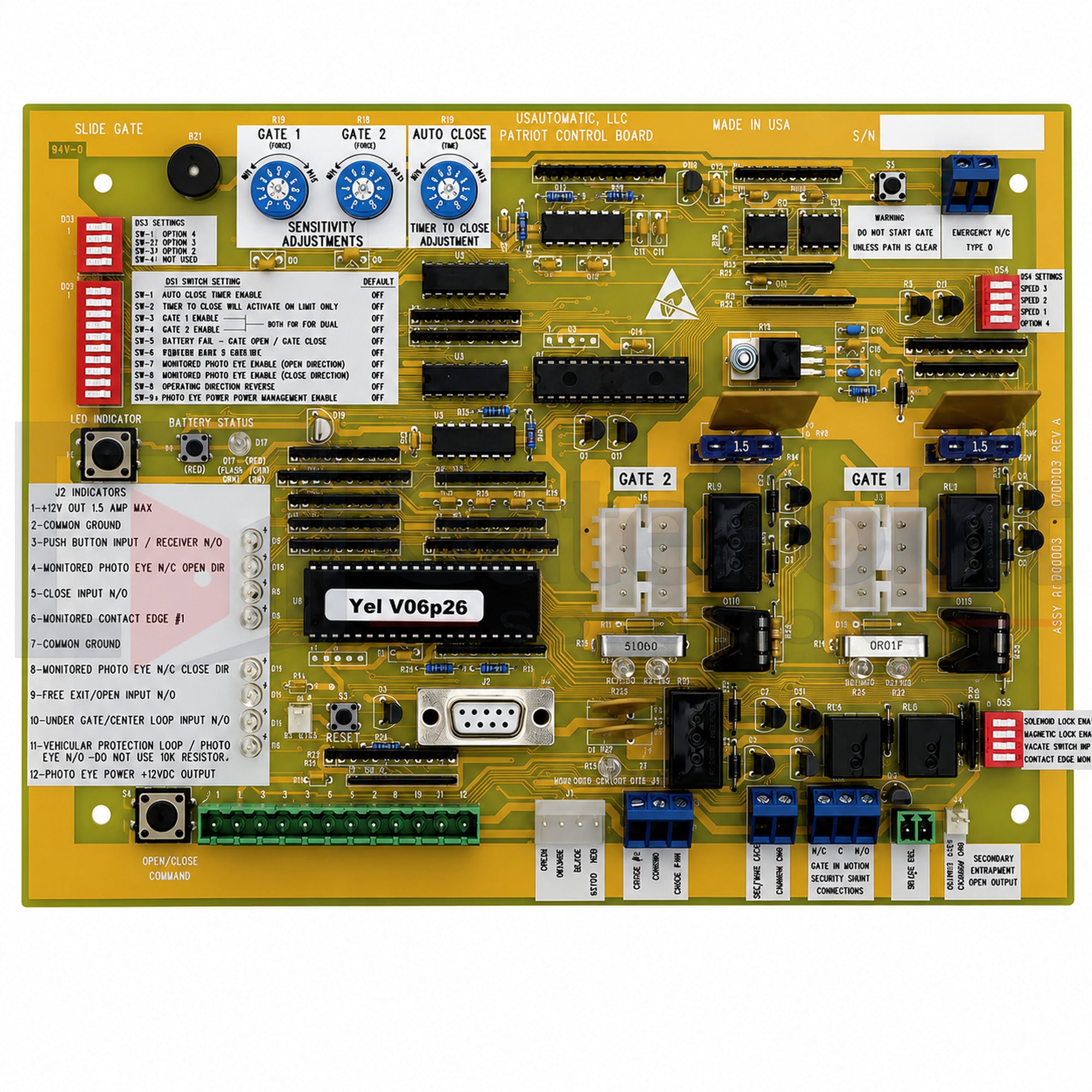 US Automatic 500026 Patriot RSL Control Board - Yellow