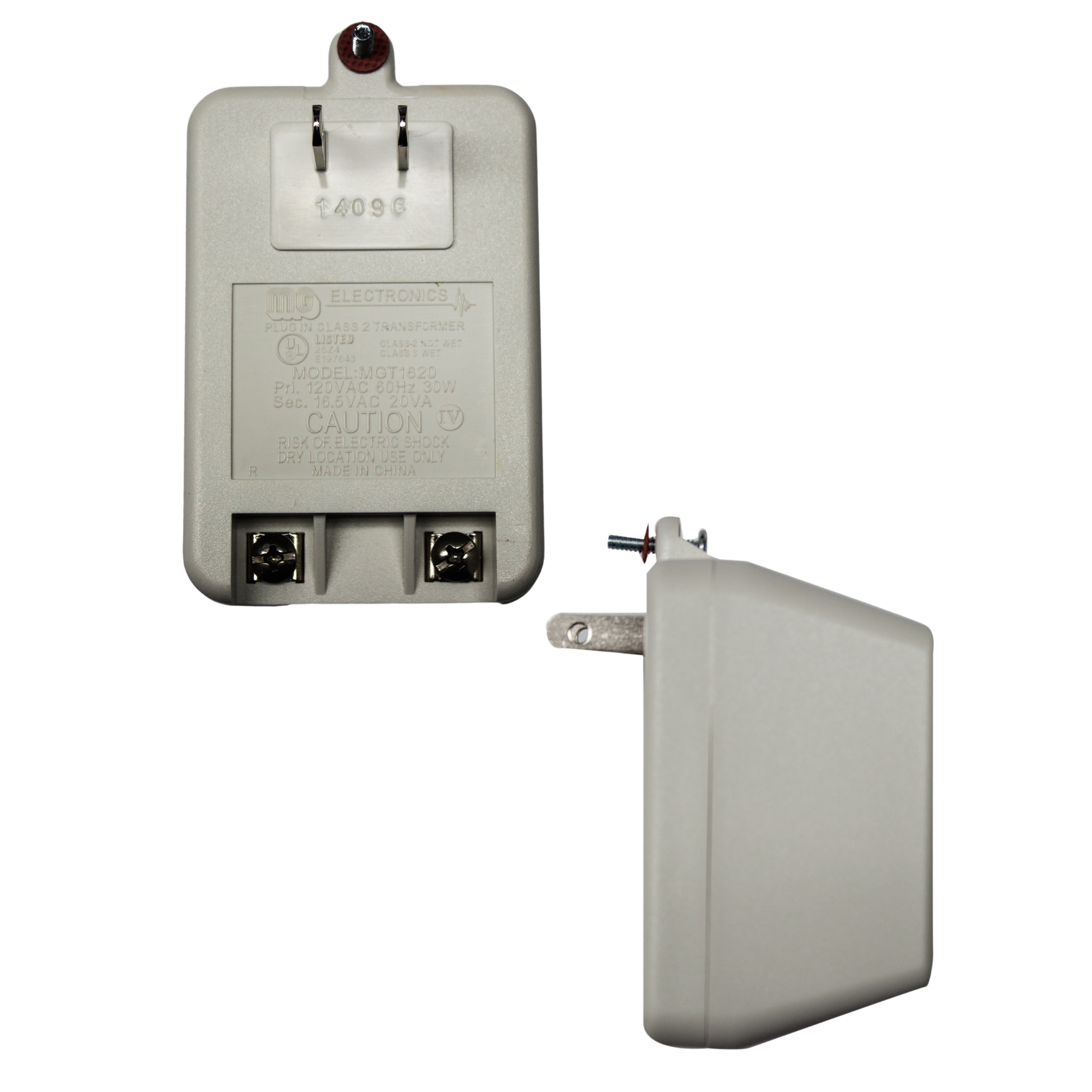 MG Electronics MGT-1620 16.5VAC 20VA Class II Power Supply